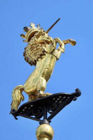 Unicorn on the spire of the building of the State Historical Museum in Moscow.jpg